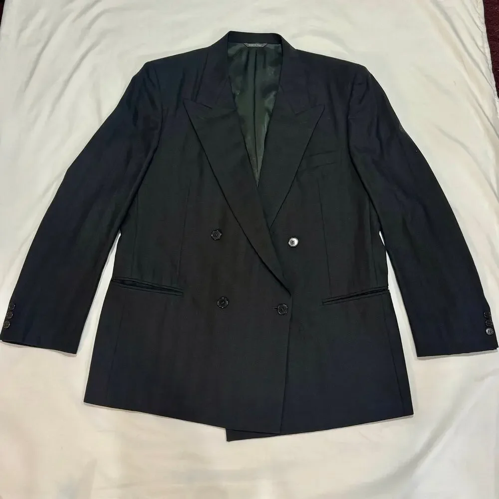 Vintage 1990s Missoni Uomo Double Breasted Virgin Wool Blazer IT 54 Italy